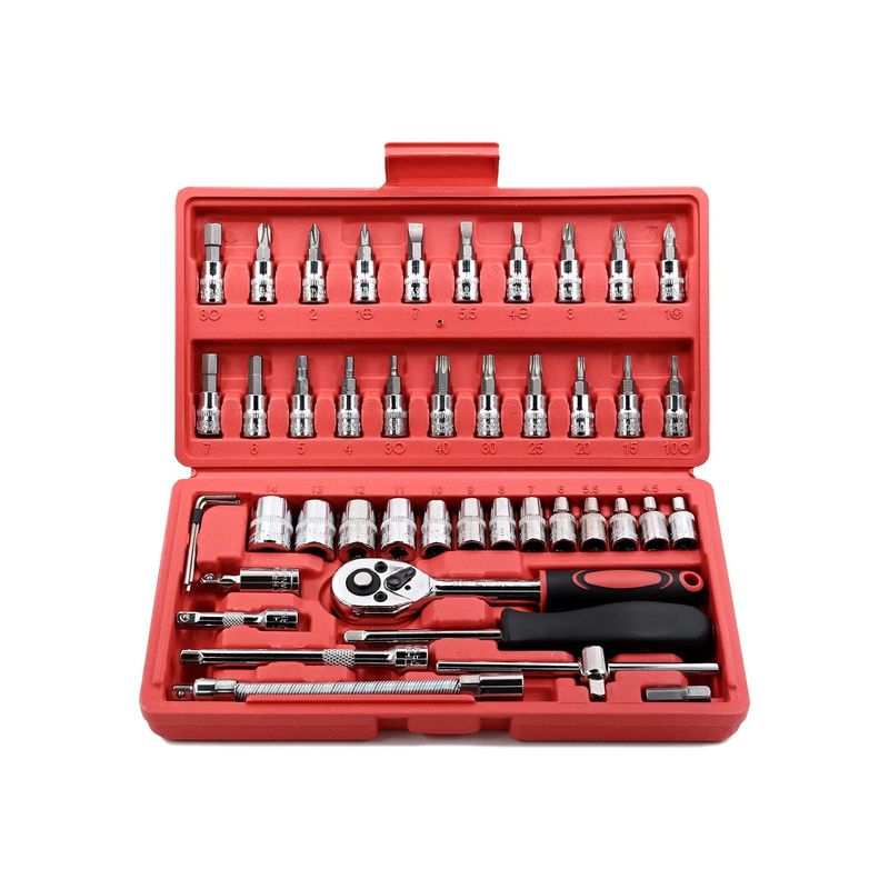 REMEX - Set de Herramientas con Dados y Chicharra 46 Piezas