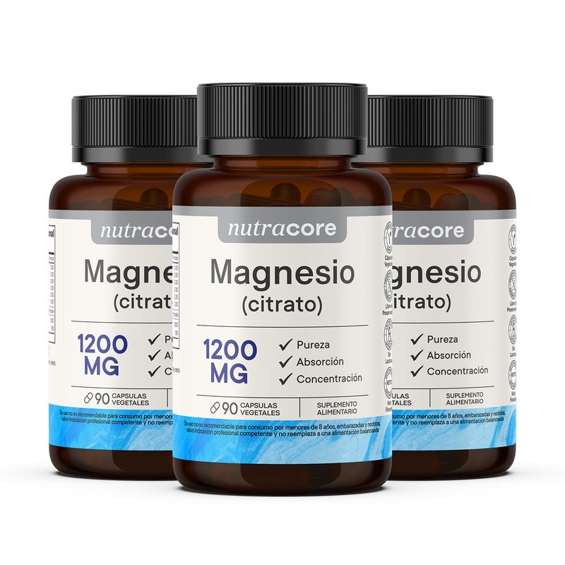 NUTRACORE - Citrato de Magnesio 1200mg NutraCore - 270 Cáps (Pack de 3)