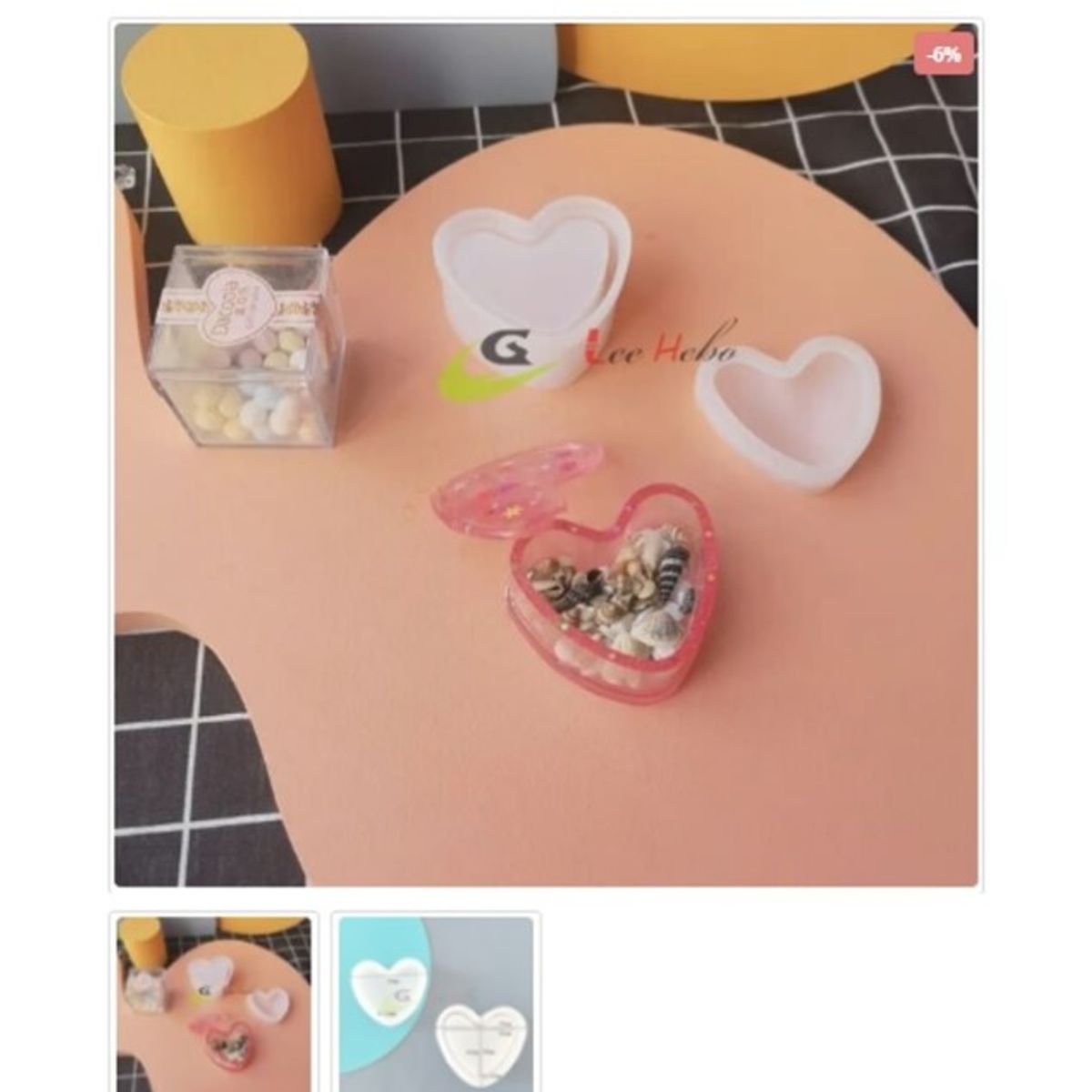 GENERICO - Molde Para Resina Cofre O Joyero Corazon 2 Piezas