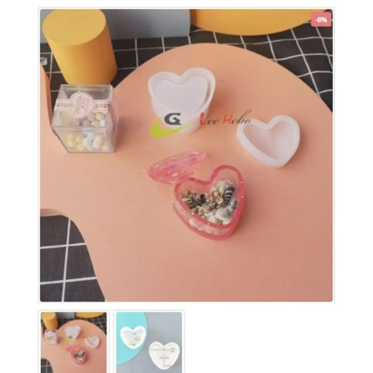 GENERICO - Molde Para Resina Cofre O Joyero Corazon 2 Piezas