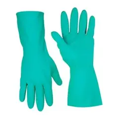 METALFER - Guantes Nitrilo Verde Flocados Talla S