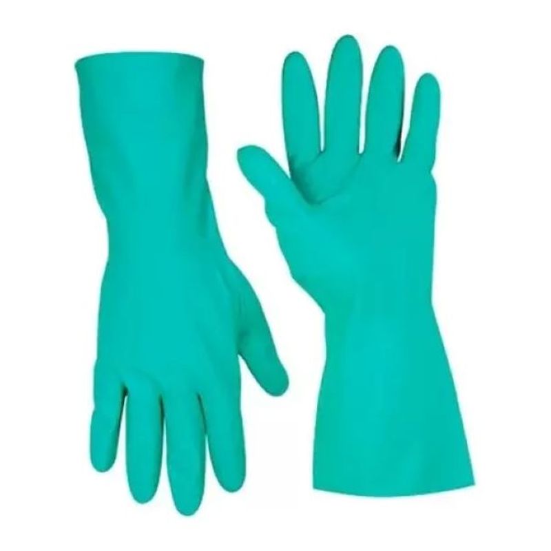 METALFER - Guantes Nitrilo Verde Flocados Talla L