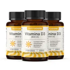 NUTRACORE - Vitamina D3 800 UI x 360 Cápsulas - Pack de 3
