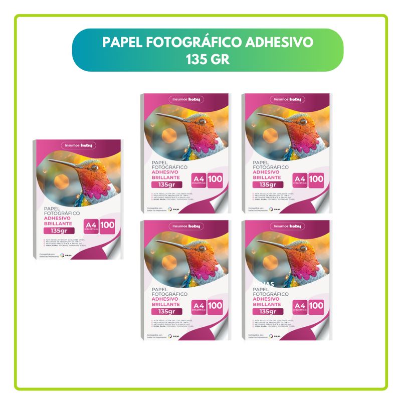 GENERICO - Papel Fotográfico Adhesivo A4 135g Pack 500 HOJAS