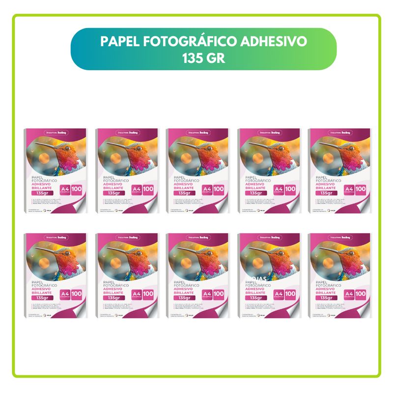 GENERICO - Papel Fotográfico Adhesivo A4 135g Pack 1000 HOJAS