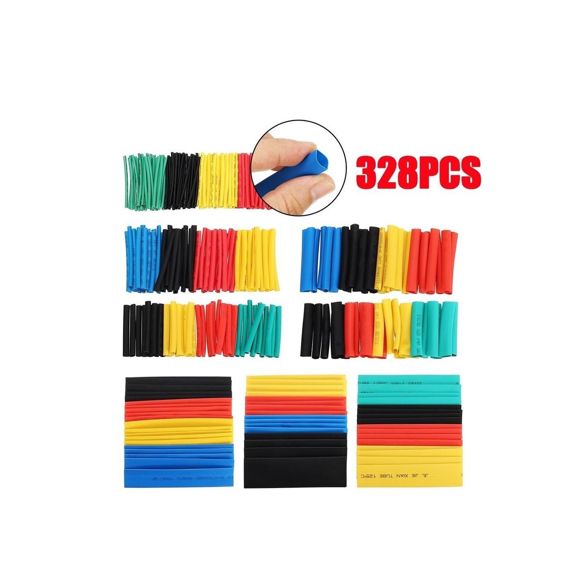 GENERICO - Cubre Cables Aisladores Termo Retráctil 328 Unidades - SC