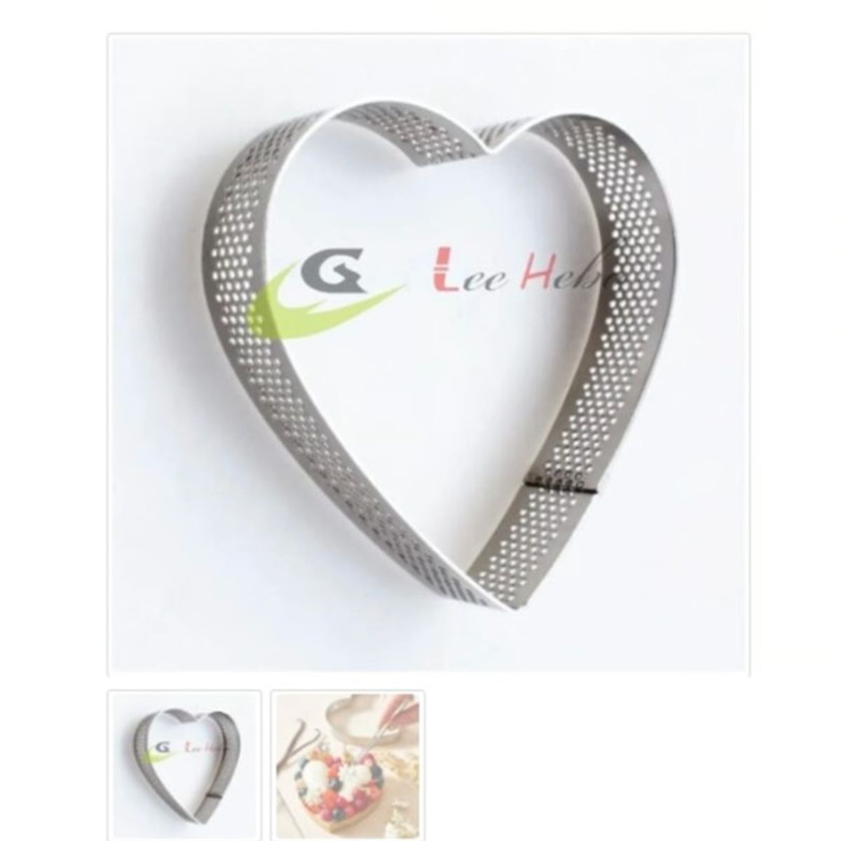 GENERICO - Molde Microperforado Corazon Acero Inoxidable 3 Piezas