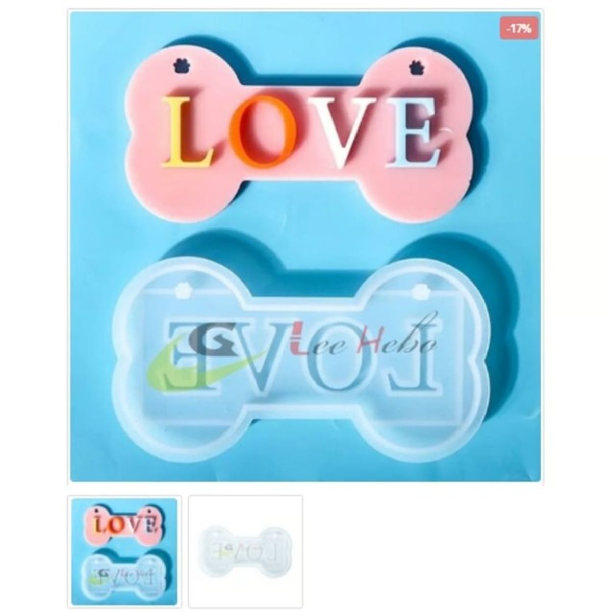 GENERICO - Molde Para Resina Silicona Hueso De Perro Love.