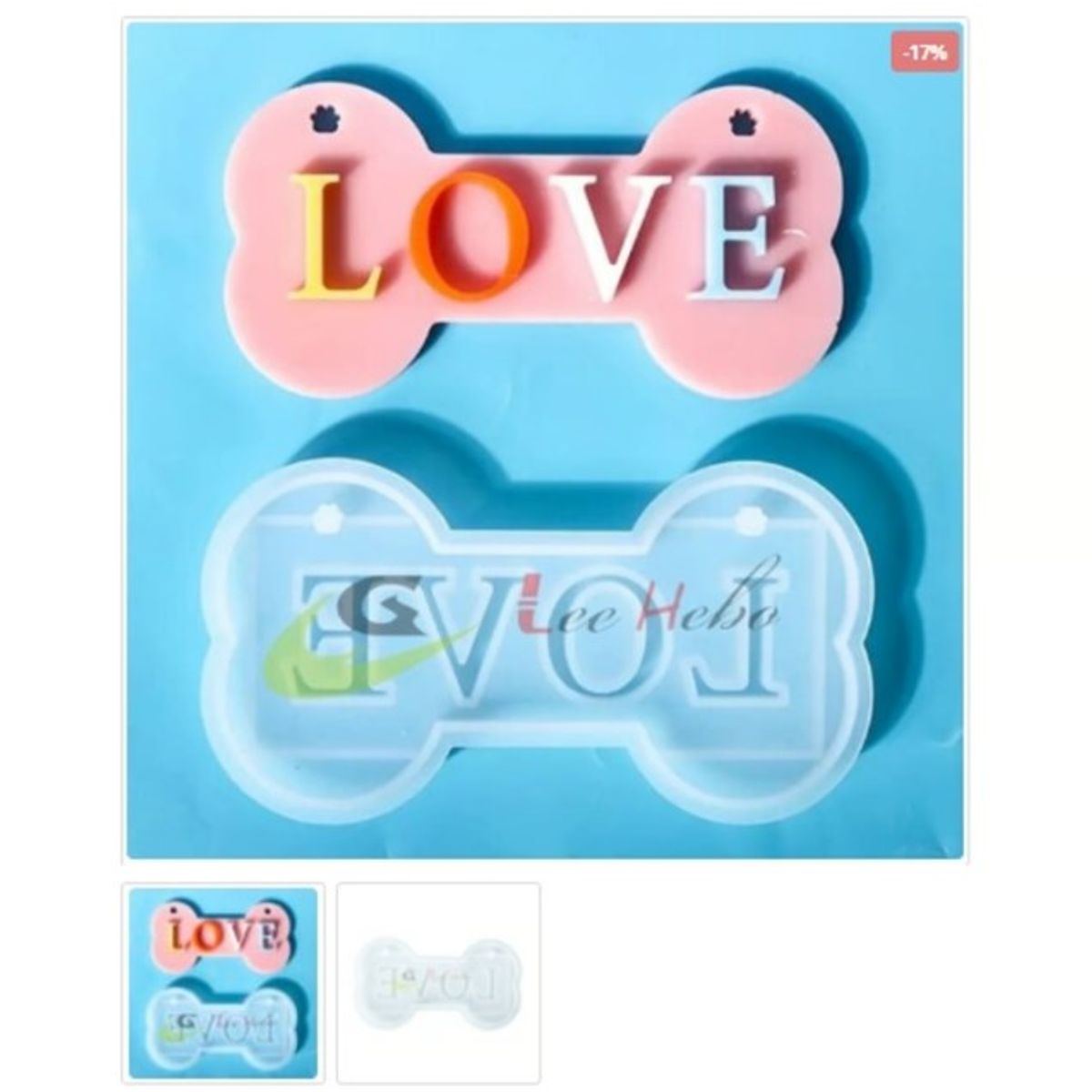 GENERICO - Molde Para Resina Silicona Hueso De Perro Love.