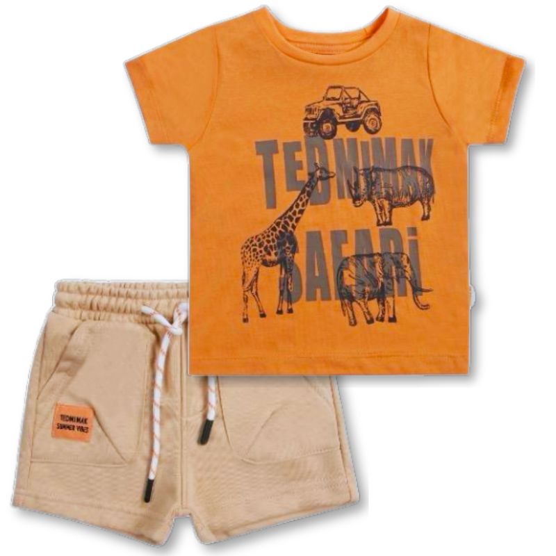 TEDMIMAK - Set 2 Piezas Conjunto Polera y Short Tedmimak Algodón Jirafa Safari