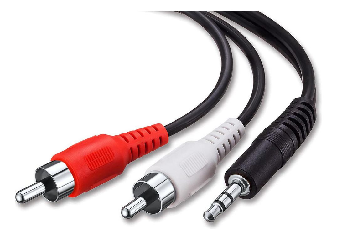 Cable De Audio Auxiliar Plug Jack Audifono 3.5 A 2 Rca 2x1 - Negro