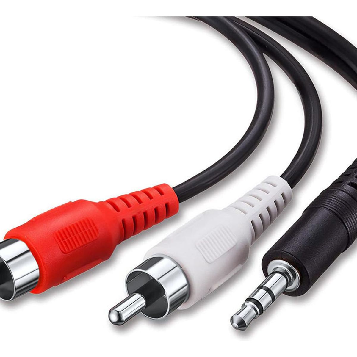 GEN - Cable De Audio Auxiliar Plug Jack Audifono 3.5 A 2 Rca 2x1 - Negro