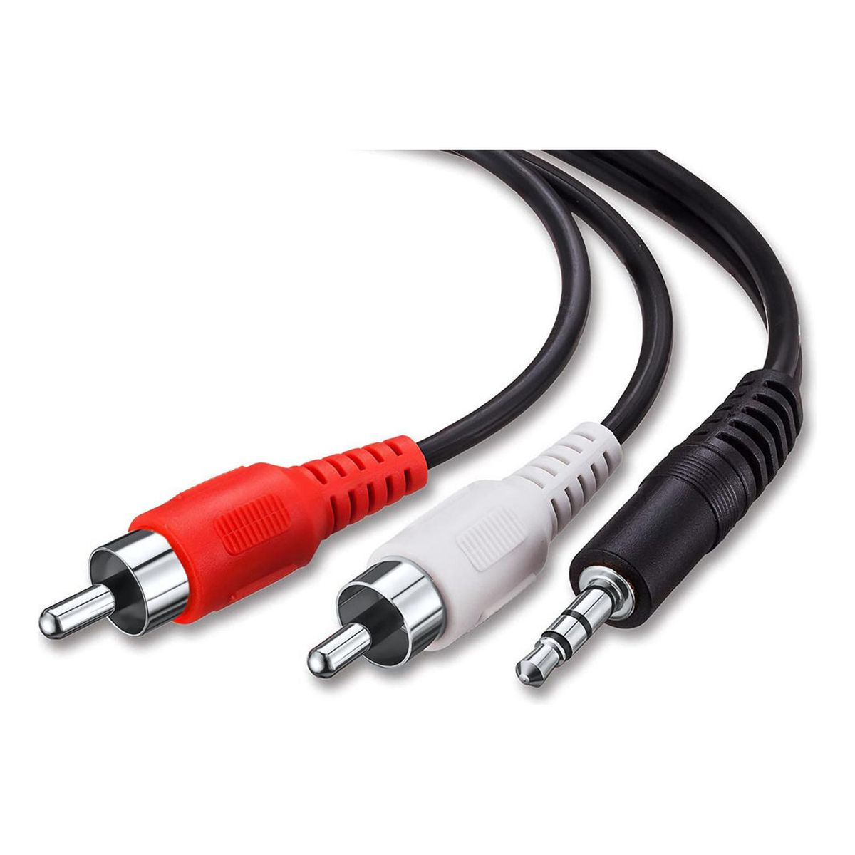 GEN - Cable De Audio Auxiliar Plug Jack Audifono 3.5 A 2 Rca 2x1 - Negro