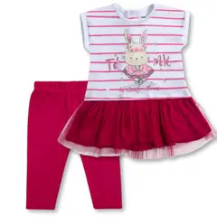 TEDMIMAK - Set 2 Piezas de Algodón Conjunto Tutú Bebe Niña Ballerina Bunnies