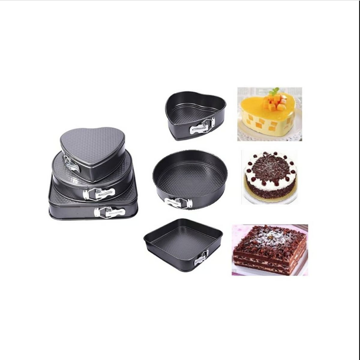 GENERICO - Set 3 Moldes Variados Repostería Queque Tortas Antiadherente