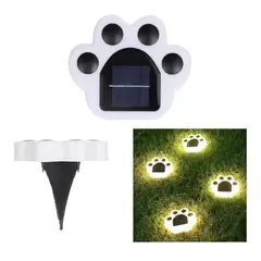 GENERICO - Pack x4 Luz Solar 4 Estacas Diseño Huella Cálidas Jardín Luces