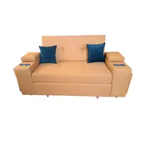 SOFA CAMA TREBOL MOSTAZA LINO 3 CUERPOS
