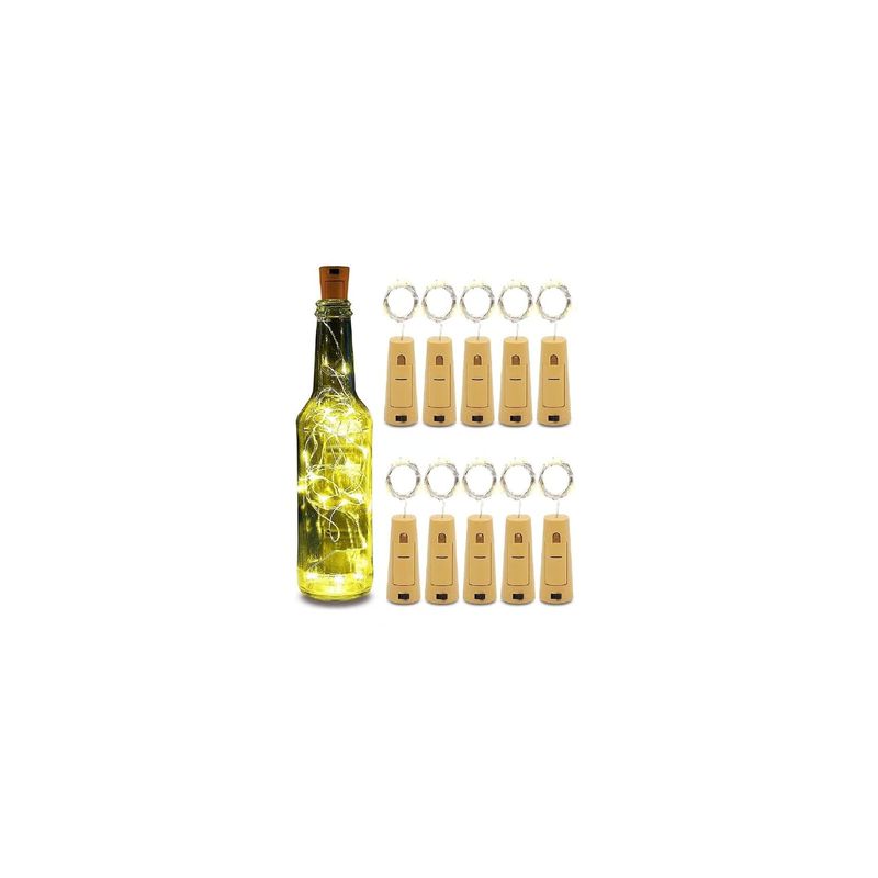 GENERICO - Pack x10 Luces Corcho Alambre Hada Boda Calidos