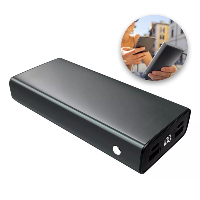 GENERICO - Bateria Externa Power Bank Carga Rapida 20.000 Mah Gris Claro