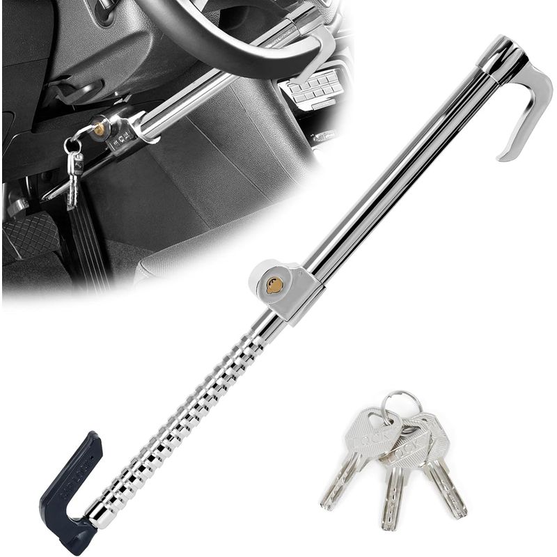 KUANGYE - Traba Volante Y Pedal Antirrobo Universal Premium Calidad