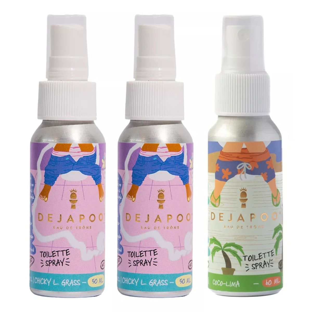DEJAPOO - 2 Desodorante Para Wc Chicky L. Grass + Coco Lima