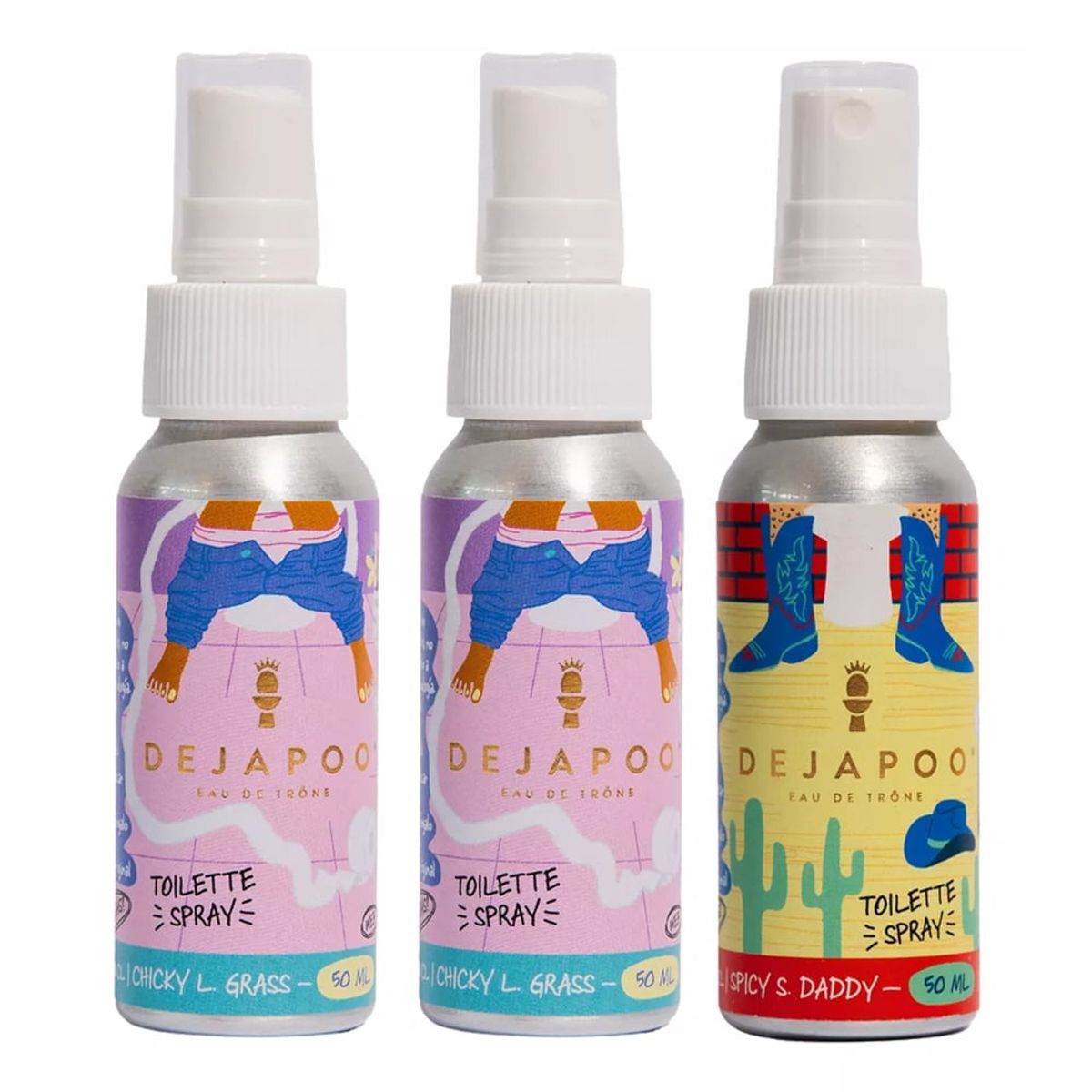 DEJAPOO - 2 Desodorante Para Wc Chicky L. Grass + 1 Spicy S. Daddy