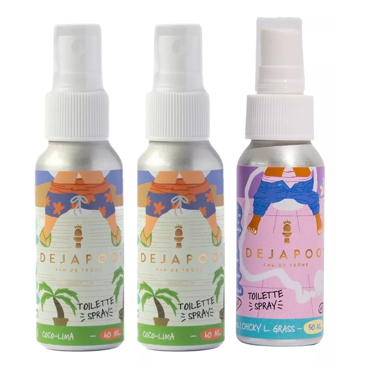 DEJAPOO - 2 Desodorante Para Wc Coco Lima + 1 Chicky L. Grass Fresco