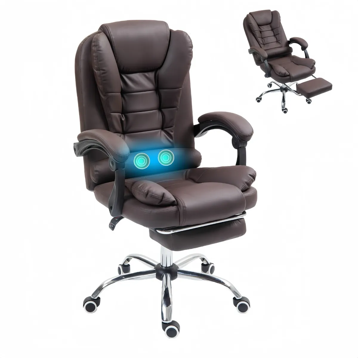 VIDITA - Silla Solana Ejecutiva Reclinable Con Masajeador Reposapies Silla De Oficina Ergonómica Cuero