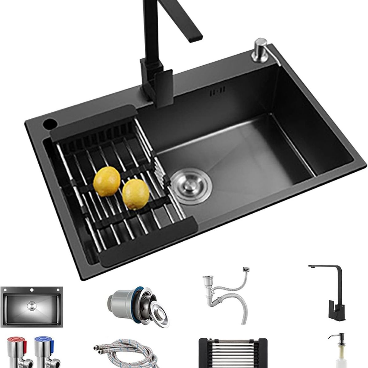 KUANGYE - Combo Lavaplatos Simple 60x45x22cm Acero Inoxidable Con Grifo