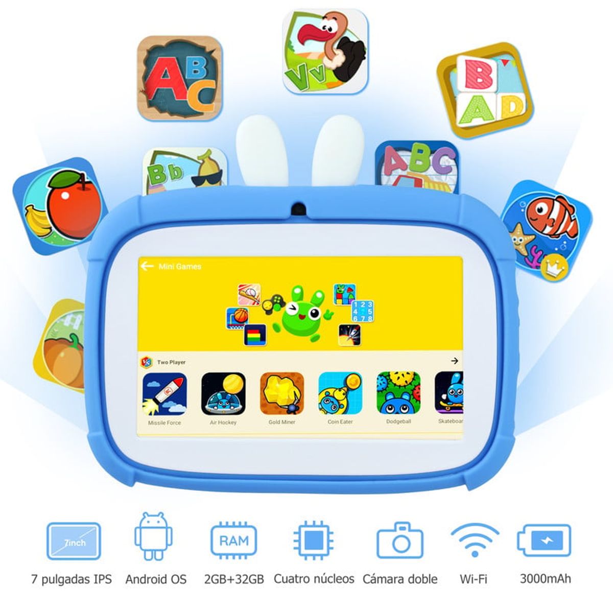 VEIDOO - Tablet Niños Veidoo con Control Parental 32GB 7 - Azul