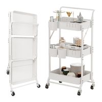Carrito Organizador Estante Plegable Almacenamiento Con Ruedas Blanco