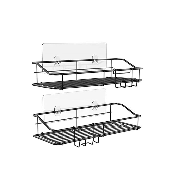 GENERICO - Organizador De Ducha Set X2 Repisa Baño Adhesivo Inoxidable Negro