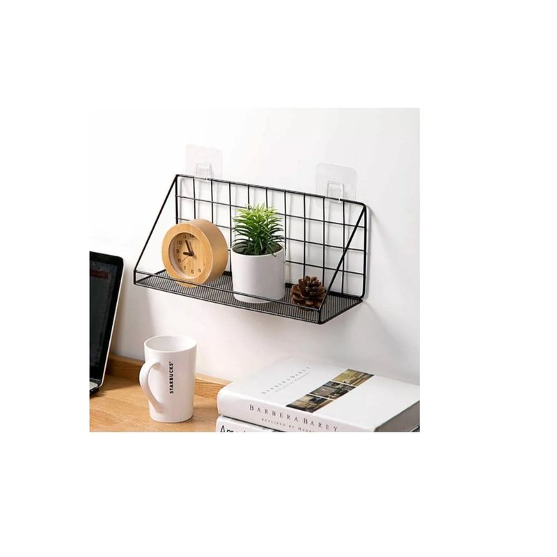GENERICO - Organizador Repisa Flotante Multiuso Adhesivo Acero Inox Negro