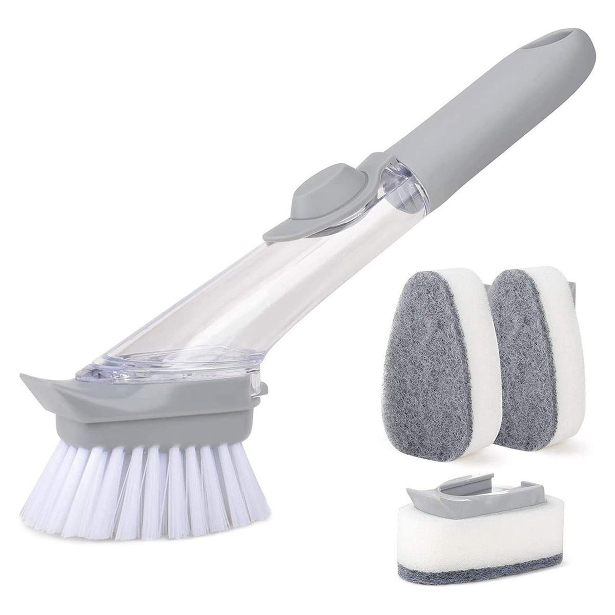 IMPORTCLICK - Cepillo Dispensador Jabón Para Ollas Lavaloza Gris