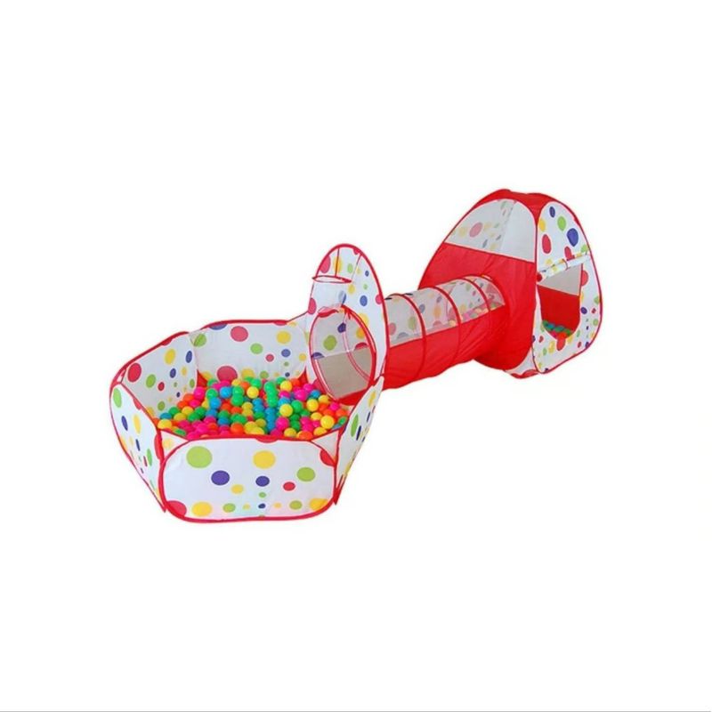 GENERICO - Carpa Tunel Y Piscina Para Pelotas Plegable 3 En 1 - Rojo
