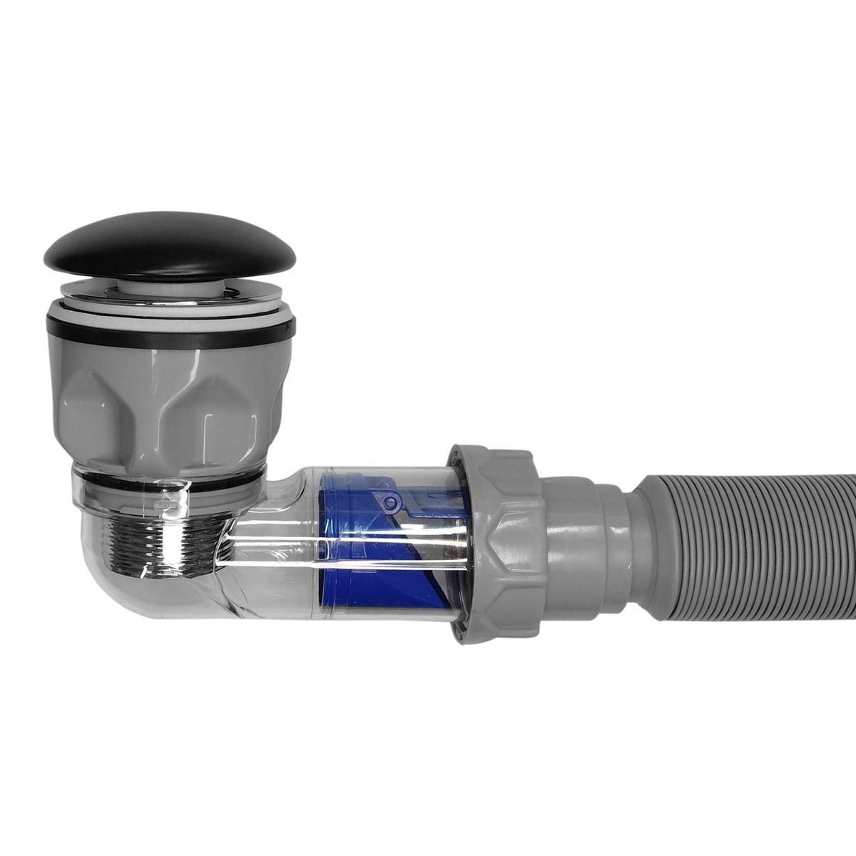 DOMSA - Desagüe universal con tubo sifón fexible para lavamanos WY30 Negro