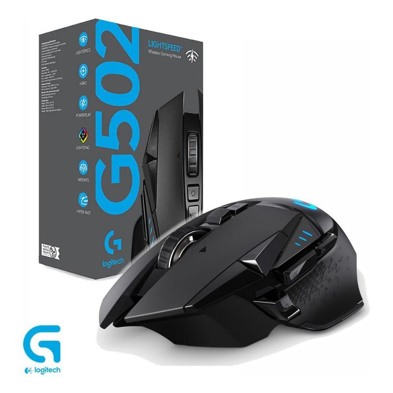 LOGITECH - Mouse Gamer Logitech G502 Lightspeed 25600dpi RGB Negro - Negro