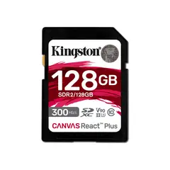 KINGSTON - Tarjeta SD Canvas React Plus 128GB V90 UHS-II U3 - Rojo