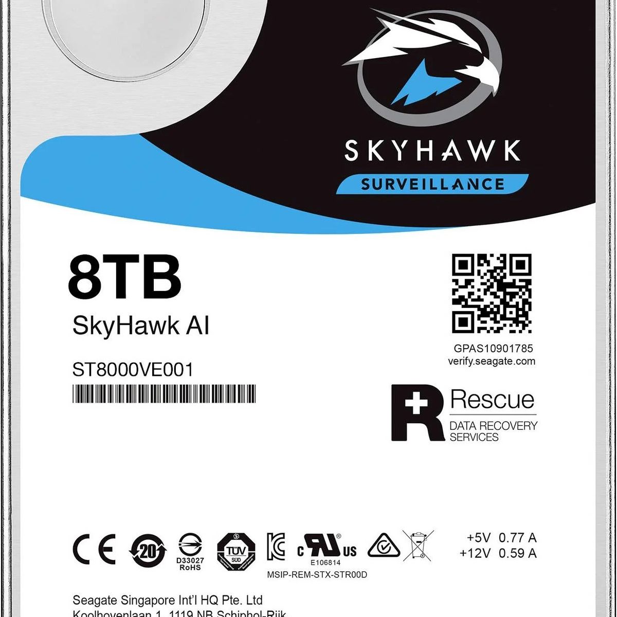 SEAGATE - Disco duro Seagate SkyHawk AI 8TB 35 SATA 7200rpm 256MB