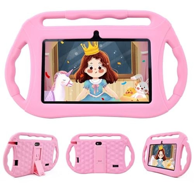 VEIDOO - Tableta Ninos Veidoo 32GB 7 Control parental Funda de silicona--Rosa