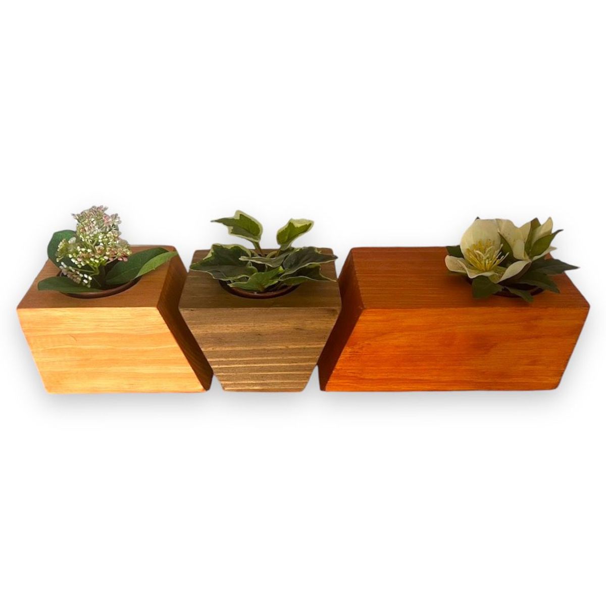 GENERICO - Porta macetero lingot3 de madera para suculentas estilo tricolor