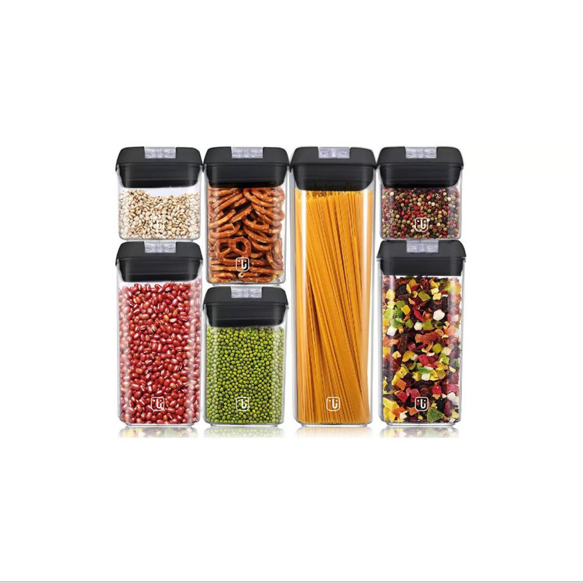 GENERICO - Set de 7 Contenedores Herméticos Plástico Negro Simplit