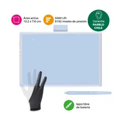 PARBLO - Tableta Gráfica Ninos N4 Light Blue con Guante