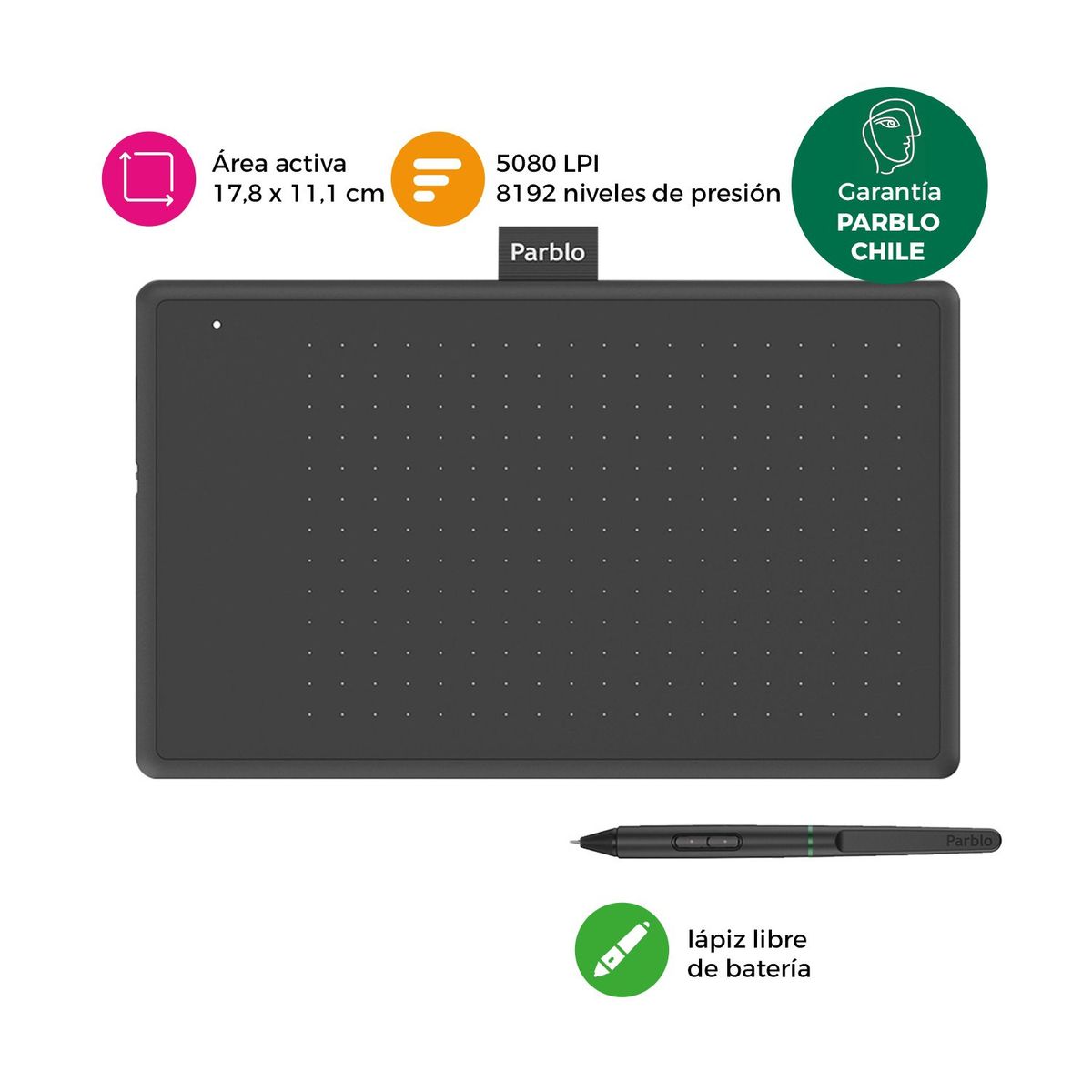 PARBLO - Tableta Gráfica Digitalizadora Parblo Ninos N7 Black