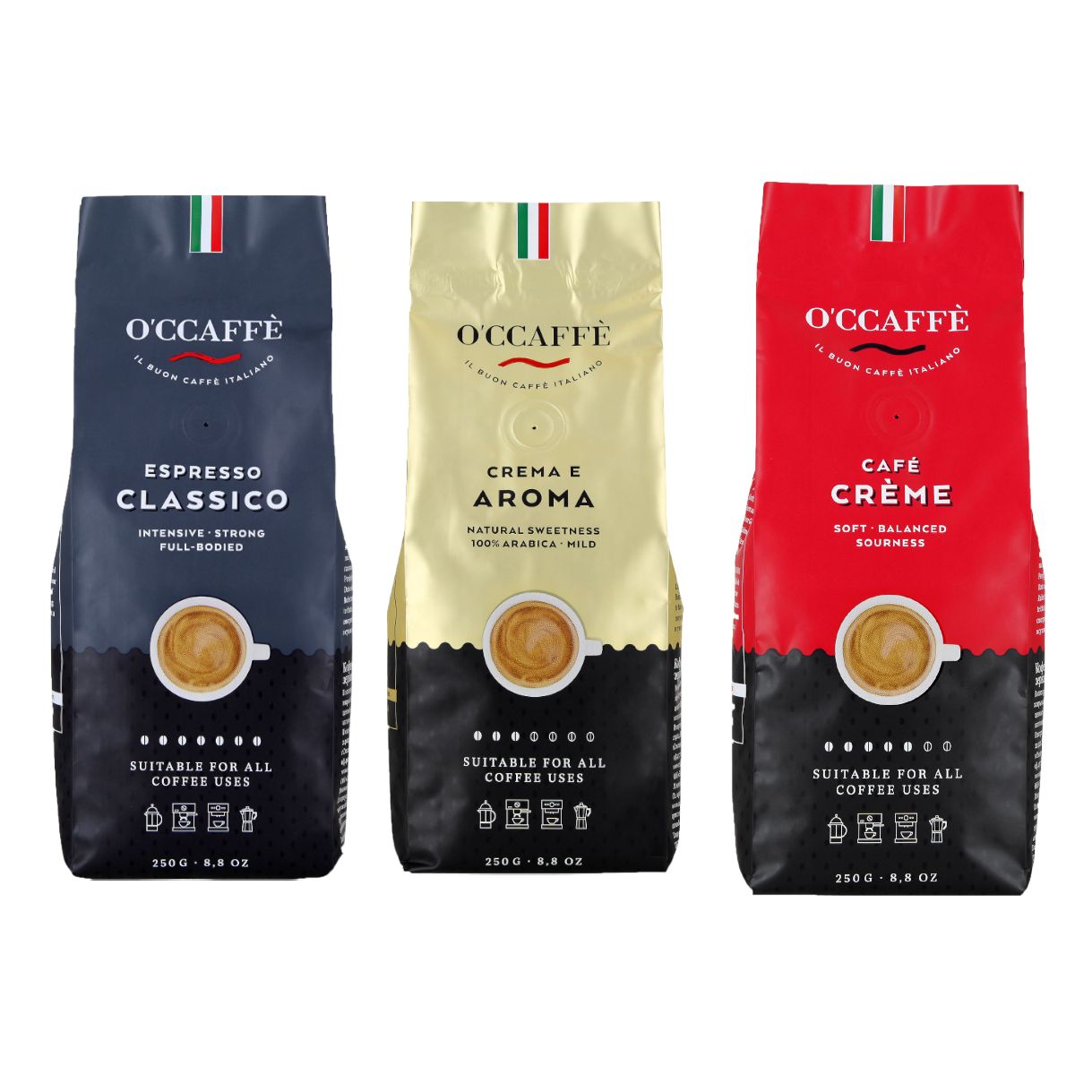 OCCAFFE - Pack 3 Café Occaffe En Grano Entero 250 Grs C/u