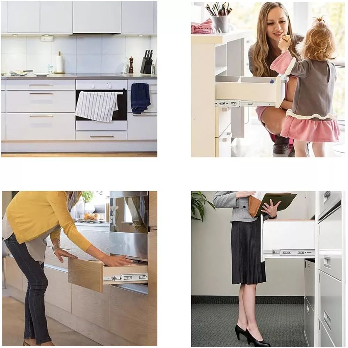 GENERICO - Corredera Telescoplica 50 cm Push Open Y Cierre Suave 1par