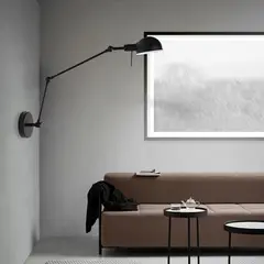 GENERICO - Lámpara de Pared Apliqué Negro Brazo ajustable Vincenza