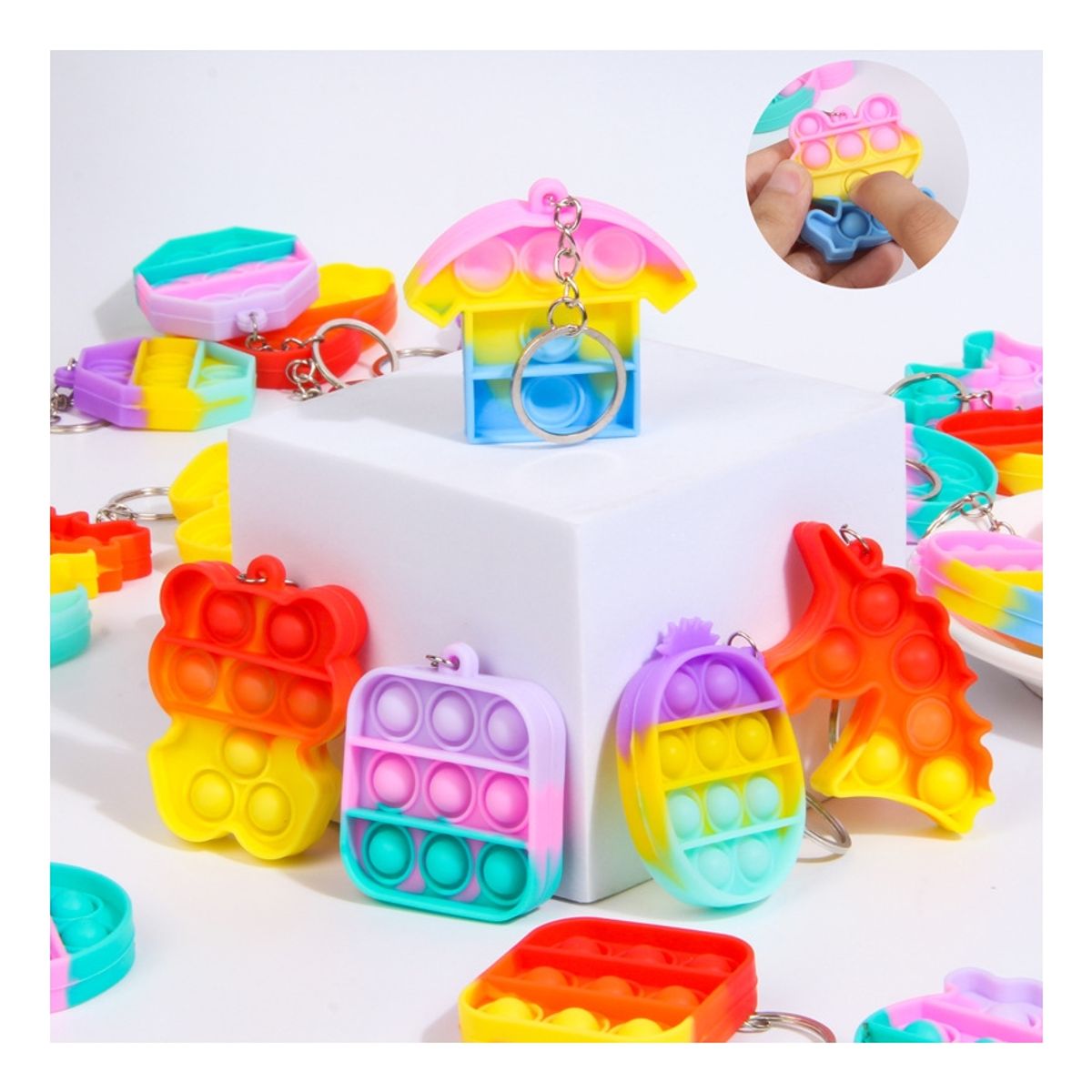 ATURE - 20u Llavero Revienta Burbujas Pop It Juguete Antiestrés