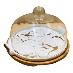 GENERICO - Porta Pasteles Plato De Exhibición De Postre Marmoleado