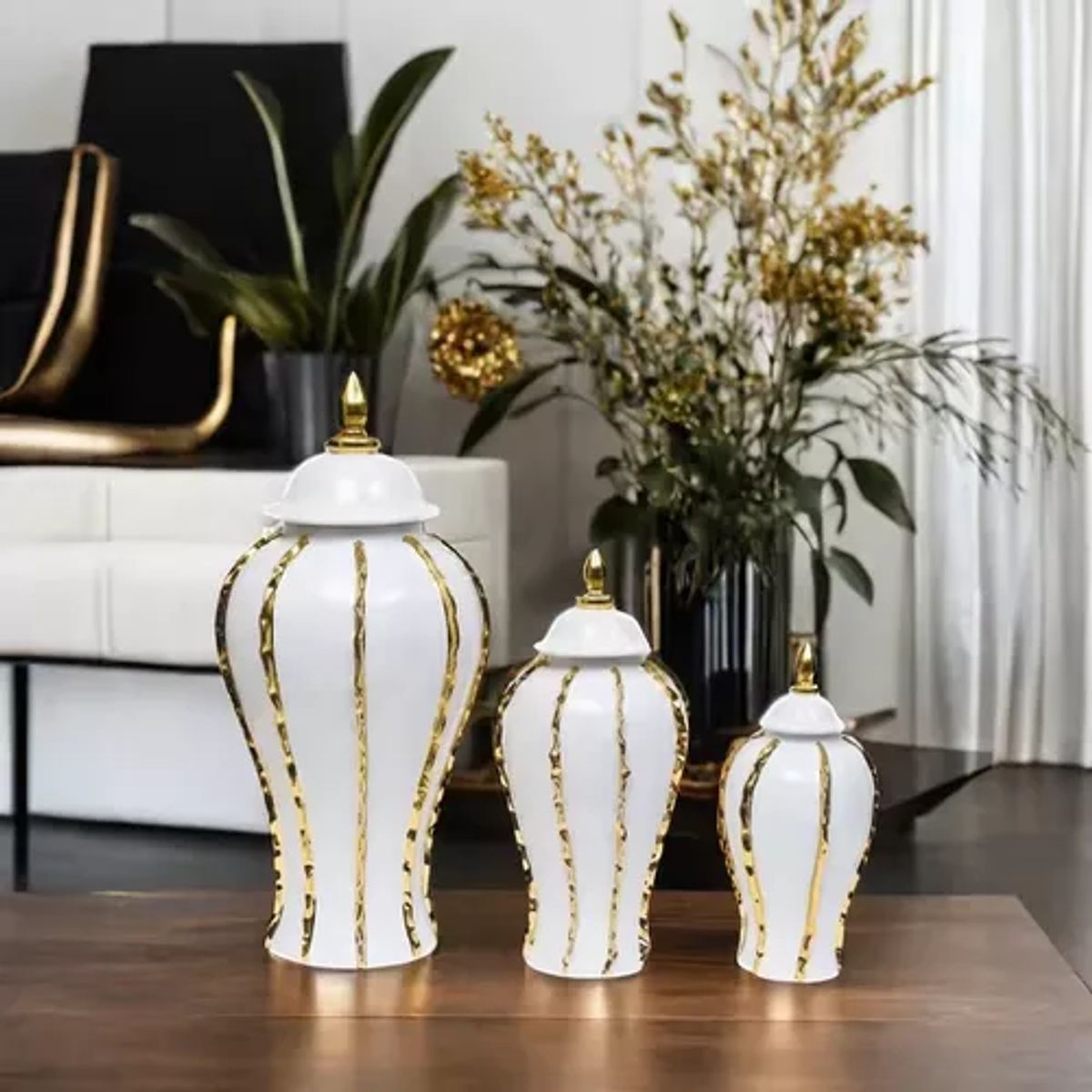 GENERICO - Florero Jarrón Moderno De Lujo Blanco Con Dorado